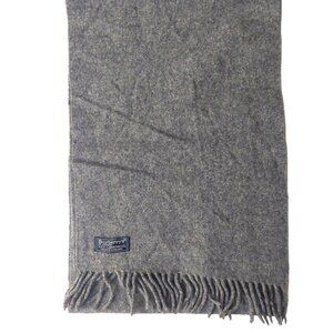 Vintage Burberry Solid Grey Embroidered Prorsum Logo 100% Lambs Wool Scarves